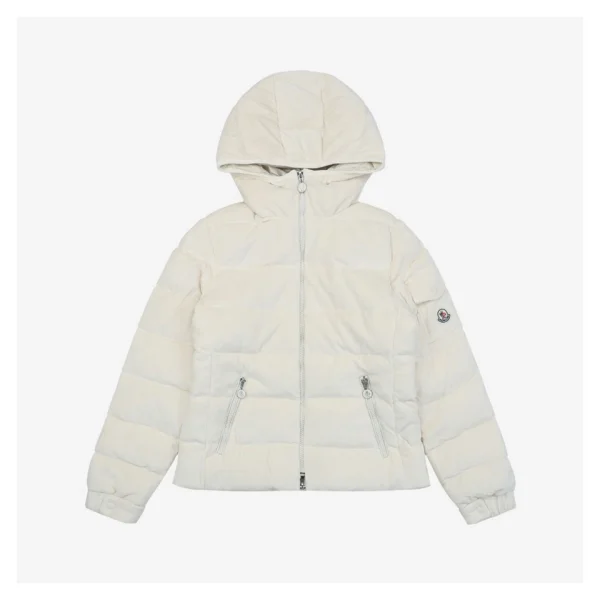 Mxxcler Yvoire Velvet Hooded Down Jacket #509 White Front view