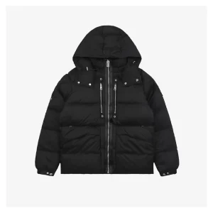 Mxxcler x 1017 ALYX 9SM Triple-Zip Hooded Down Jacket Black Front view