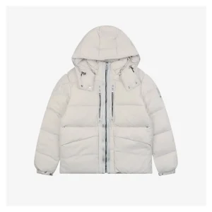 Mxxcler x 1017 ALYX 9SM Triple-Zip Hooded Down Jacket White Front view