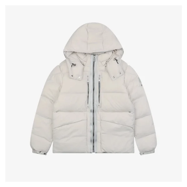 Mxxcler x 1017 ALYX 9SM Triple-Zip Hooded Down Jacket White Front view