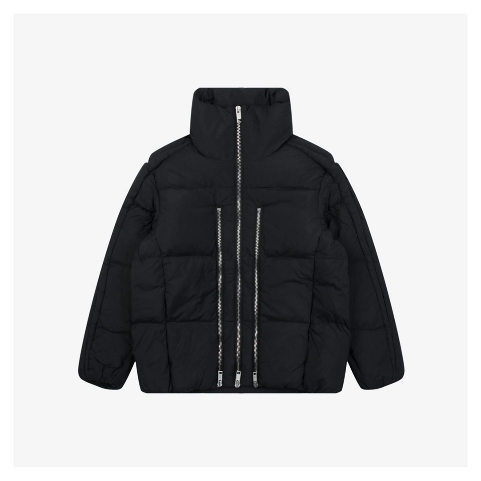 Mxxcler x Willow Smith Triple-Zip Down Jacket #MX-008 Black Front view