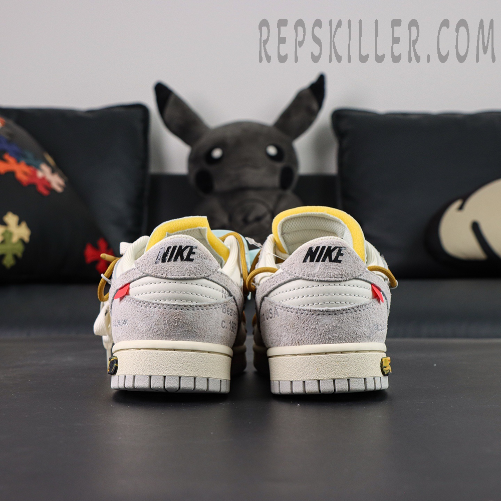 Off-White x Nike Dunk Low Lot 37 of 50 back view with exposed foam tongue and heel details