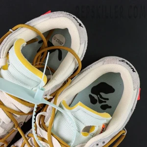 Off-White x Nike Dunk Low Lot 37 of 50 interior top view showing insole graphics