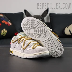 Off-White x Nike Dunk Low Lot 37 of 50 outsole and bottom view showing traction pattern