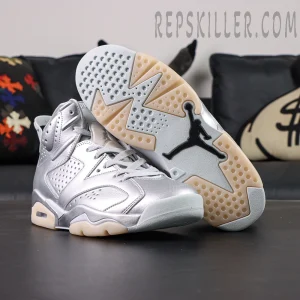 PSG x Air Jordan 6 Metallic Silver outsole with translucent milky rubber and Jumpman logo
