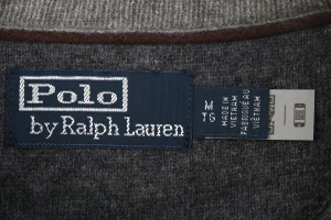 Ralph Lauren Grey Embroidered Pony Crewneck Wool Sweater Brand label