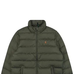 Ralph Lauren Pony Logo Quilted Stand Collar Down Jacket Green