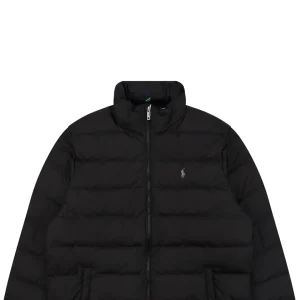 Ralph Lauren Pony Logo Quilted Stand Collar Down Jacket Black