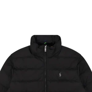Ralph Lauren Pony Logo Quilted Stand Collar Down Jacket Black