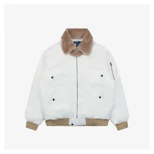 Ralph Lauren Vintage Shearling-Collar Down Flight Jacket White
