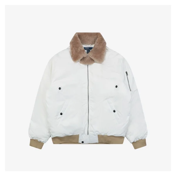 Ralph Lauren Vintage Shearling-Collar Down Flight Jacket White
