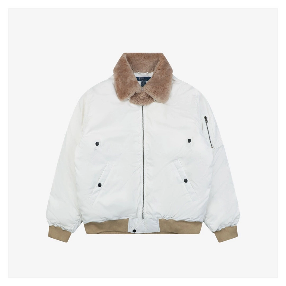 Ralph Lauren Vintage Shearling-Collar Down Flight Jacket White