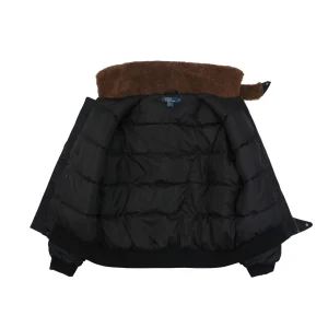 Ralph Lauren Vintage Shearling-Collar Down Flight Jacket Black Lining