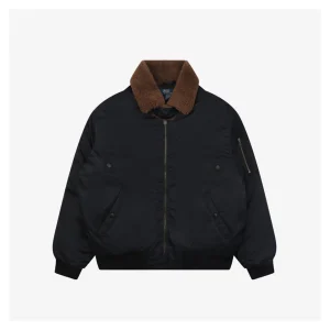 Ralph Lauren Vintage Shearling-Collar Down Flight Jacket Black Front view