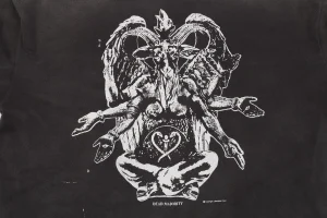 Saint Michael Baphomet Devil Graphic Distressed Shirt Front Print