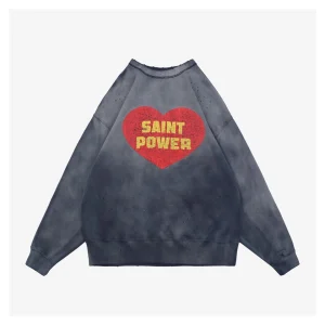 Saint Michael Vintage “Saint Power” Heart Graphic Crewneck Sweatshirt Front view