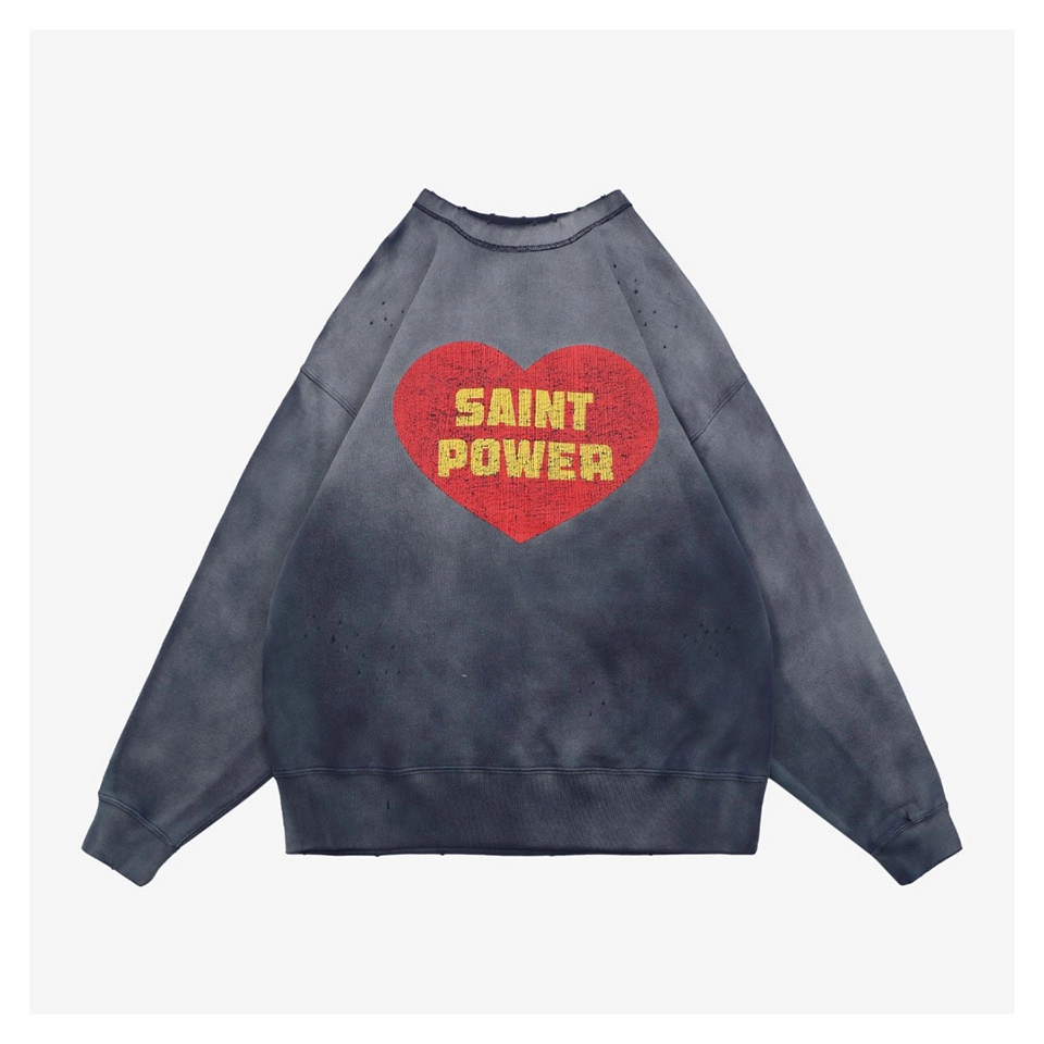 Saint Michael Vintage “Saint Power” Heart Graphic Crewneck Sweatshirt Front view
