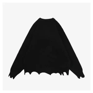 Saint Michael x KLF Intarsia Logo Distressed Wool Sweater Back view