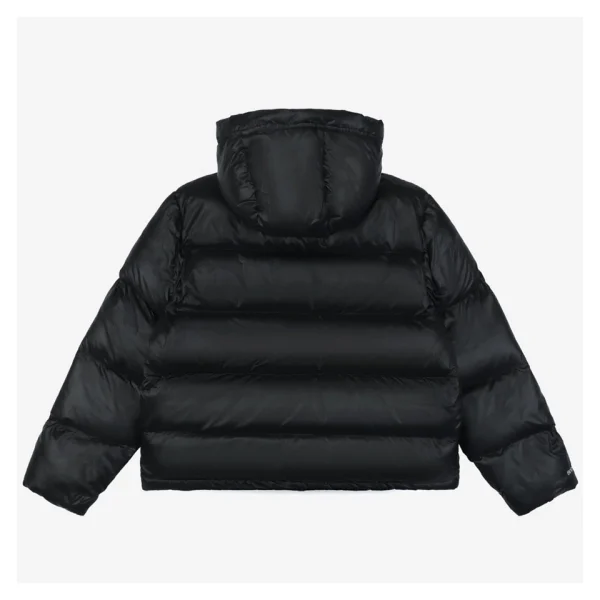Stussy Classic Logo Hooded Down Jacket – Black/Grey Embroidery Back view