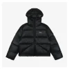 Stussy Classic Logo Hooded Down Jacket – Black/Grey Embroidery