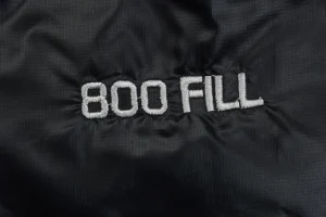 Stussy Classic Logo Hooded Down Jacket – Black/Grey Embroidery detail