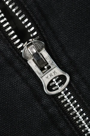 Stussy Embroidered Logo Hooded Cotton Jacket Black Zipper puller