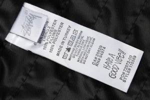 Stussy Embroidered Logo Hooded Cotton Jacket Black Wash label