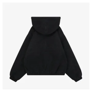 Stussy Embroidered Logo Hooded Cotton Jacket Black Back view