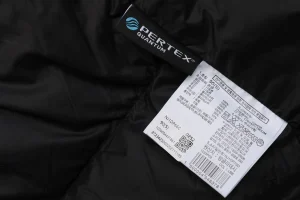 TNF Cloud Down Hooded Jacket Black Wash label