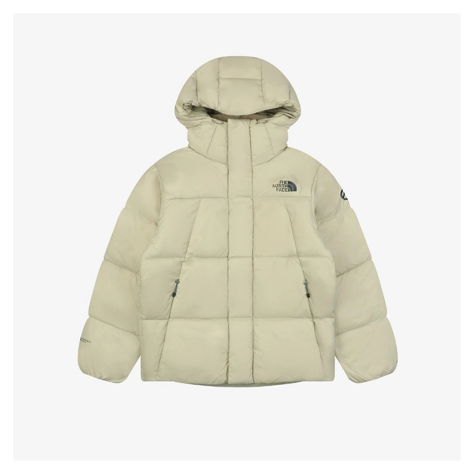 TNF Cloud Down Hooded Jacket Beige Front view