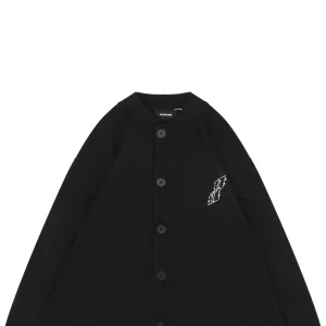 We11done Pearl W Logo Cotton Cardigan Black