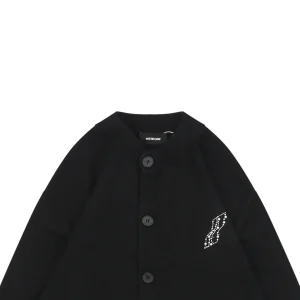 We11done Pearl W Logo Cotton Cardigan Black