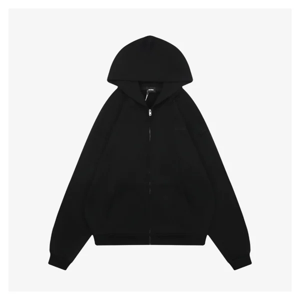 We11done Rhinestone Logo Hoodie Jacket Black Front view