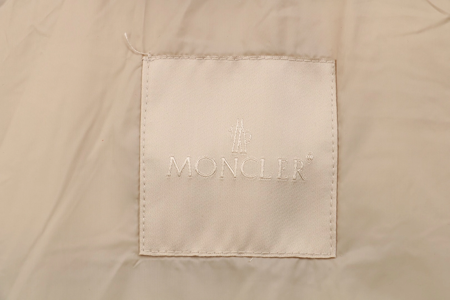 Mxxcler Dual-Zip Side Pocket Hooded Down Jacket Beige Brand label