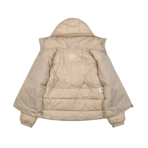 Mxxcler Dual-Zip Side Pocket Hooded Down Jacket Beige Lining