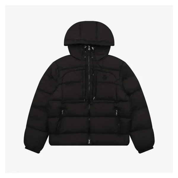 Mxxcler Dual-Zip Side Pocket Hooded Down Jacket Black Front view