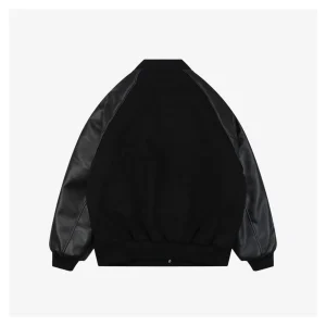 Adidas Originals Embroidered Crest Leather Sleeve Varsity Jacket Back view