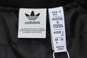 Adidas Originals Embroidered Crest Leather Sleeve Varsity Jacket Brand label