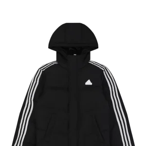 Adidas Three-Stripe Hooded Down Jacket Black