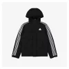 Adidas Three-Stripe Hooded Down Jacket (Black/Grey/White)