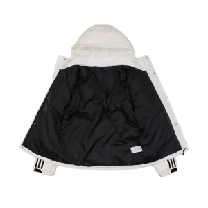 Adidas Three-Stripe Hooded Down Jacket White Lining