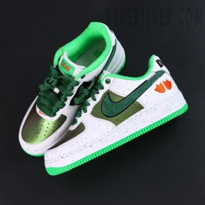 Nike Air Force 1 DOAF Oregon “Duck or Egg” PE top-down view with green details