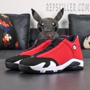 Air Jordan 14 Gym Red front angled view inspired by sports car design
