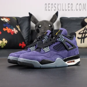 Air Jordan 4 Retro “Lakers” pair display in angled view