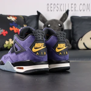 Air Jordan 4 Retro “Lakers” purple colorway rear heel view