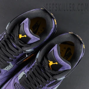Air Jordan 4 Retro “Lakers” toe box suede material close-up