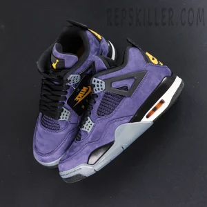 Air Jordan 4 Retro “Lakers” tongue Jumpman logo and inner lining detail