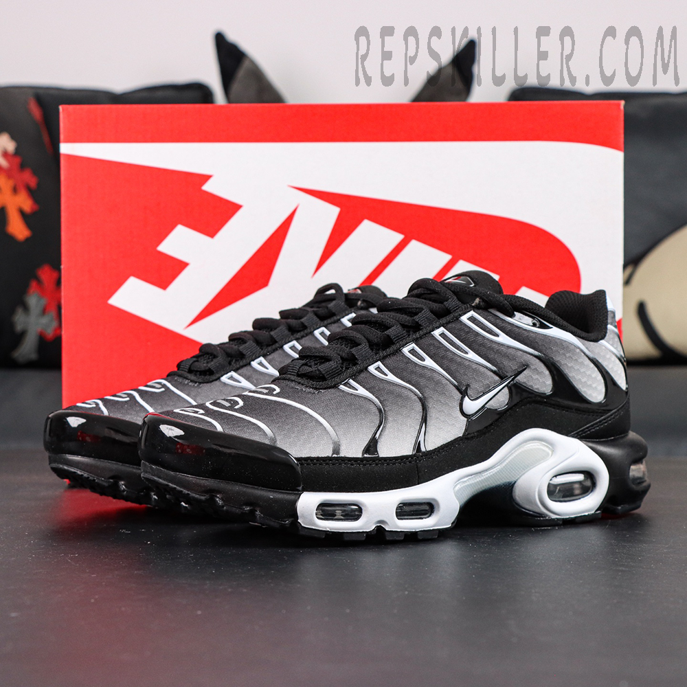 Nike Air Max Plus Black Metallic Silver with Nike box display