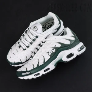 Air Max Plus Premium White Vintage Green rear view with Air unit