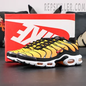 Nike Air Max Plus “Sunset” displayed with original Nike shoebox